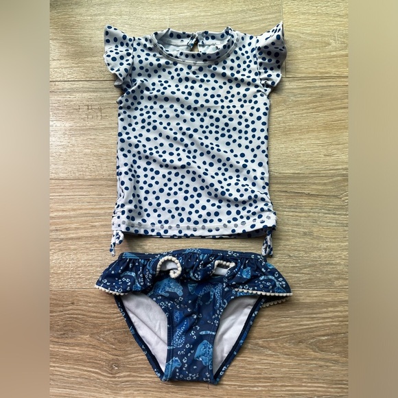 NWT Snapper Rock Girls' Cheetah Spot Short Sleeve Ruffle Set Size 12-18 months - Picture 1 of 9